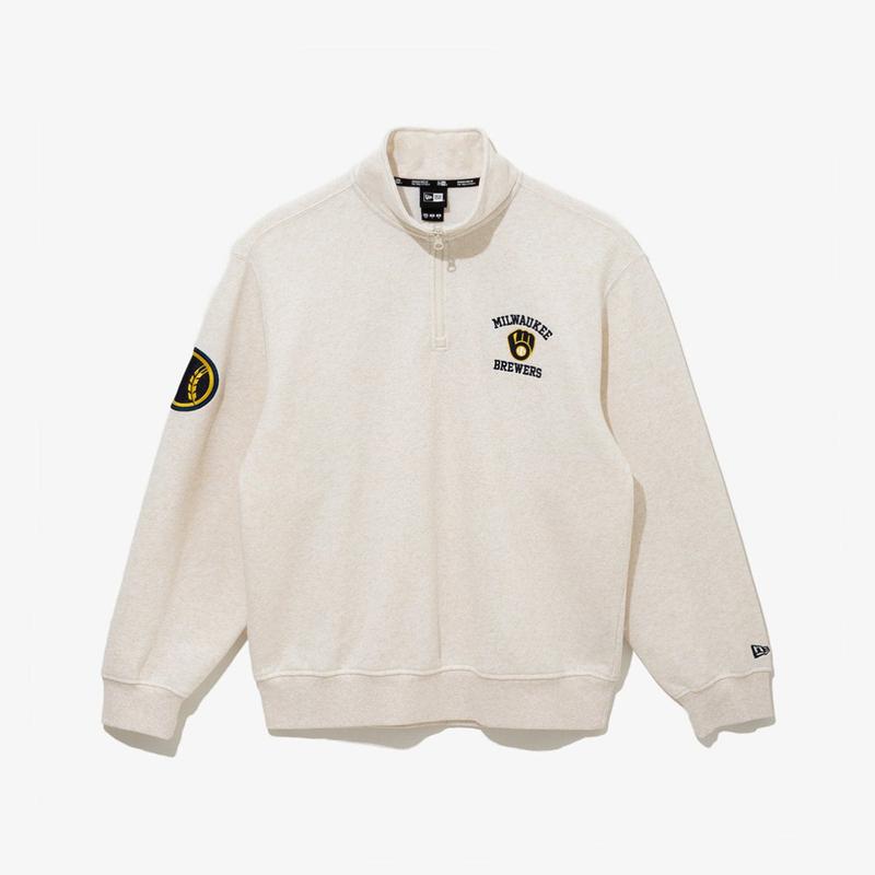 MLB ミルウォーキーブリューワーズ ハーフジップアップオートミール 14742039