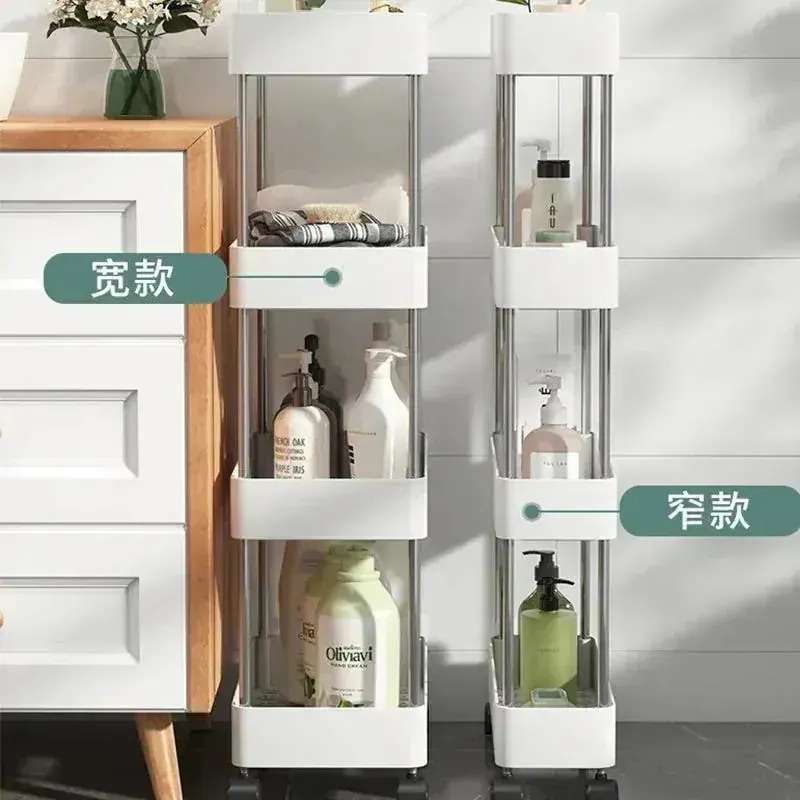 収納ラック ポータブル プラスチック キャスター付き 取り外し可能 多層 キッチン バス トイレ用
