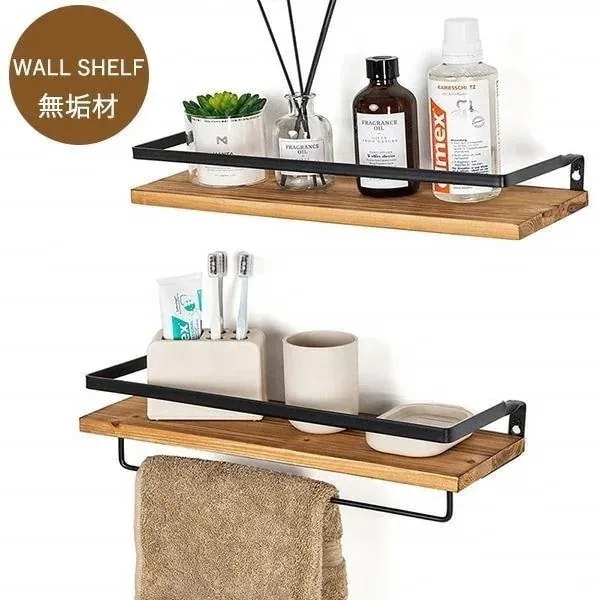 新作登場 最短出荷 ウォールシェルフ ラック 壁掛け棚 2個セット 木製 壁掛けホルダー 天然木製 収納棚 タオル掛け 取り付け簡単 小物置き シンプル 玄関 リビング キッチン
