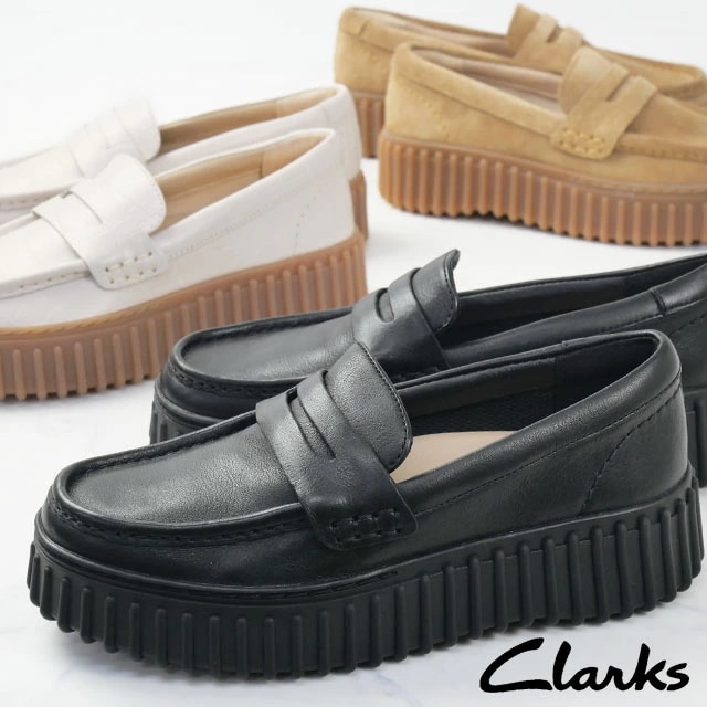 クラークス レディース 厚底 ローファー トーヒルペニー 854G チャンキーソール 本革 レザーシューズ ローカット カジュアルシューズ 26174870 ブラック 黒 26171956 タン 26