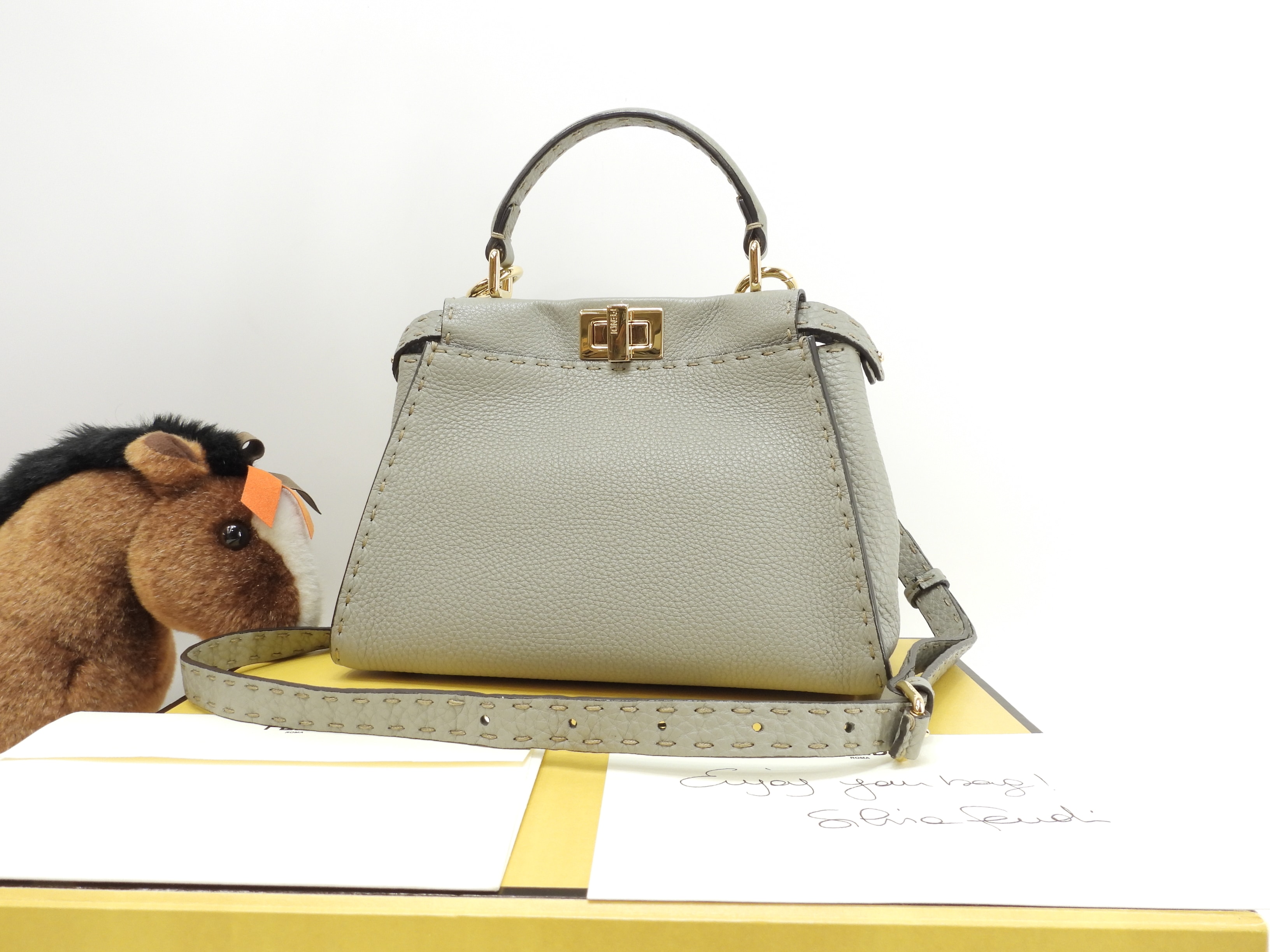 ピーカブーミニ 銀座限定 セレリアレザー灰 ハンドバッグ ポシェット 極美品@ 6