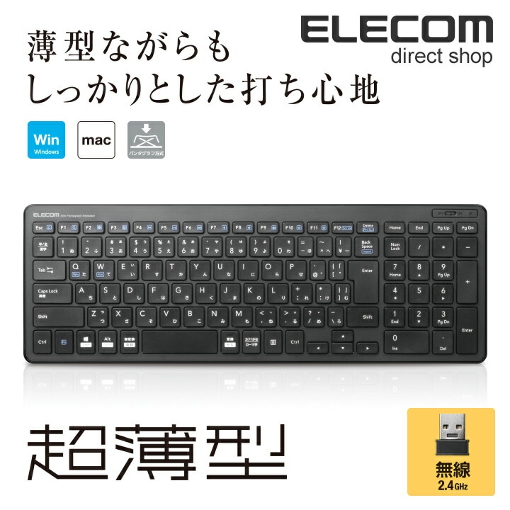 ワイヤレスキーボード 無線 パンタグラフ 薄型 コンパクト PS5 ブラック TK-FDP099TBK