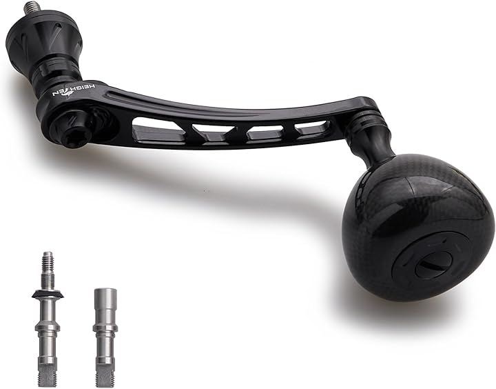 65-70mm可変 リール ハンドル 36mm カーボン製 ノブ搭載 シマノ Shimano ダイワ Daiwa 通用 スピニングリール Carbon Drum Series (ブラック)