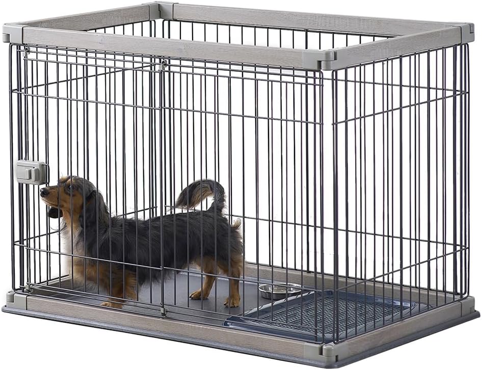 アイリスオーヤマ(IRIS OHYAMA) 犬 サークル ウッディサークル アッシュグレー 小型犬用 幅97.5×奥行66.5×高さ71cm PWSR-960V