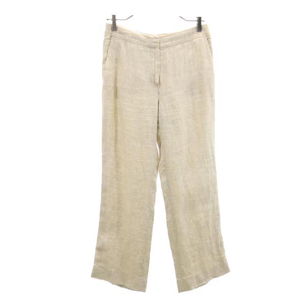 イタリア製 リネン ロングパンツ 40 ベージュ レディース 4,907円