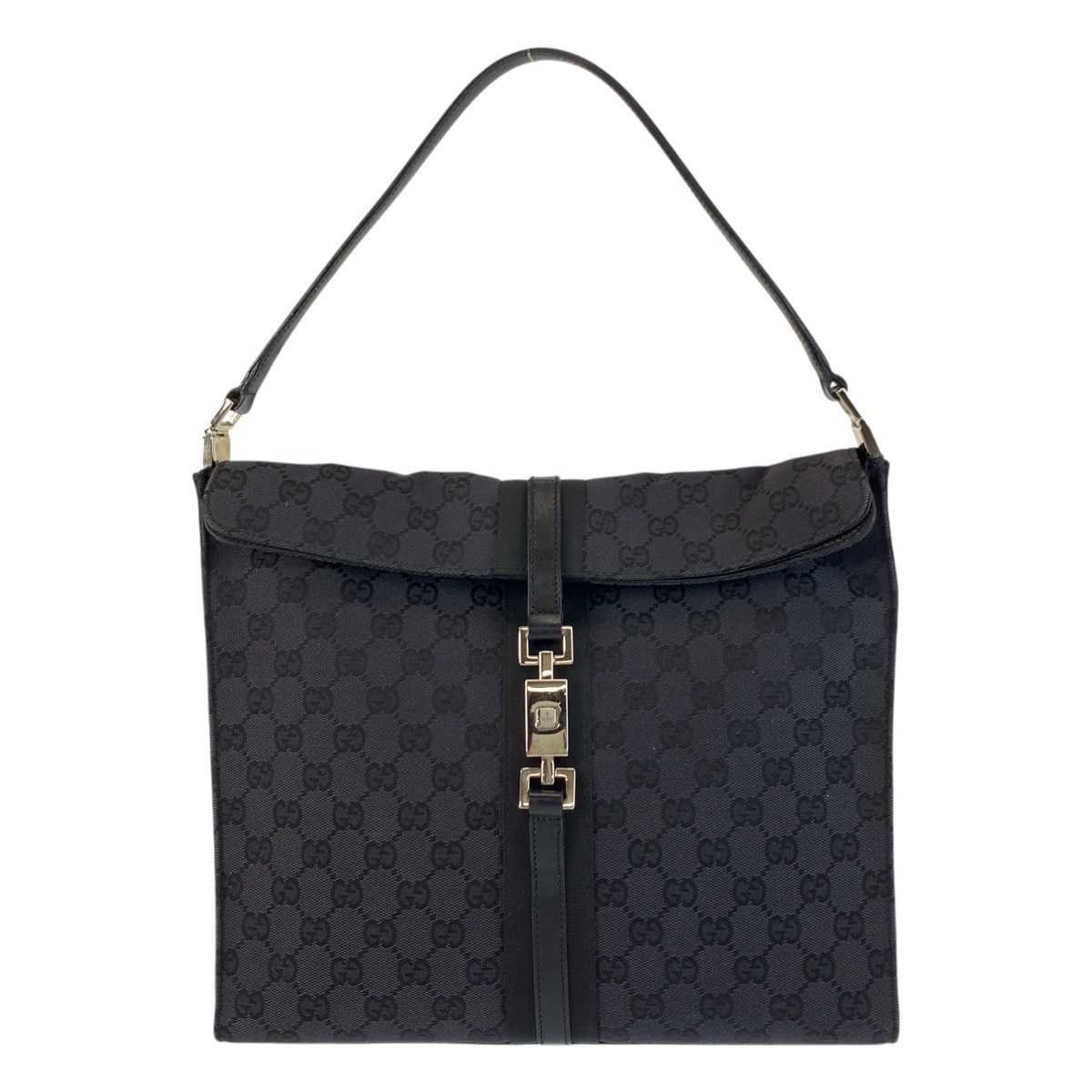 美品 ジャッキー ブラック 黒 シルバー金具 GGキャンバス/レザー 001 3355 ショルダーバッグ ハンドバッグ レディース 502227