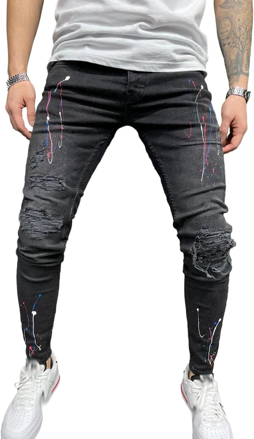 ジーンズパンツ デニムパンツ スキニーパンツ 細身 メンズ ロングパンツ 紳士用 レギュラー 原宿 ストリート系 ウォッシュ加工 個性 カッコイイ オールシーズン 復刻 アメカジ トレンド 美脚 通気