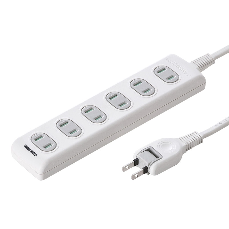 （まとめ買い）火災予防安全タップ 2P 6個口 5m ホワイト TAP-TSH65N [x3]