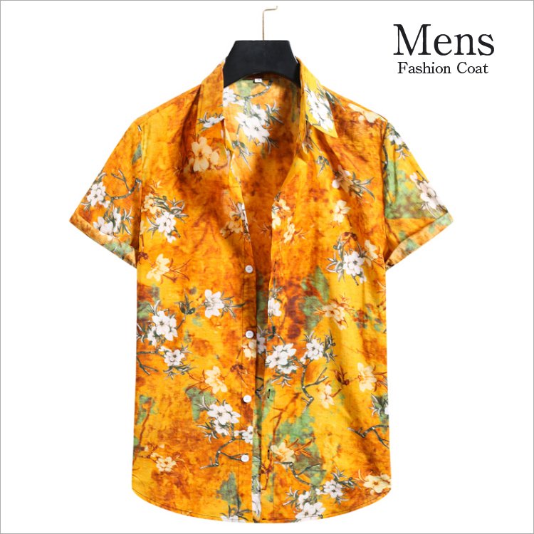 花柄シャツ メンズシャツ トレンド カジュアルシャツ 快適 ハワイ 半袖シャツ メンズトップス メン