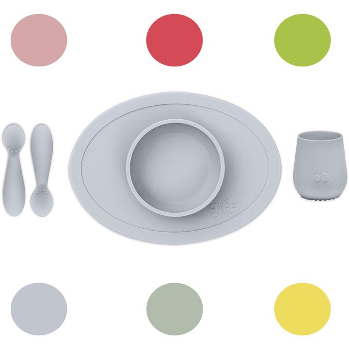 First food Set 安心 安全 便利 フードアート 食事 集中 片付け 簡単 ピタッと吸着 セット 全6色 やわらか かわいい おしゃれ エデュテ
