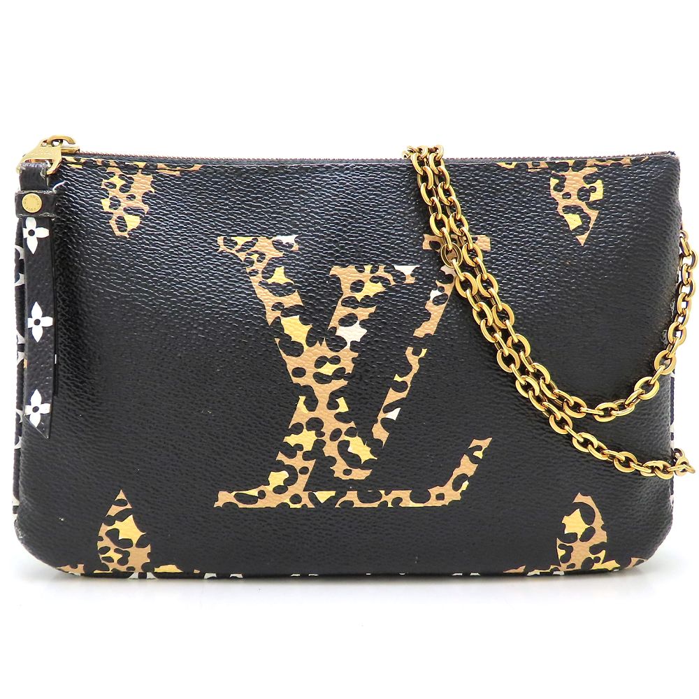 モノグラム ジャングル ポシェットドゥーブルジップ M67874 ショルダーバッグ ブラック ブラウン/352387【中古】