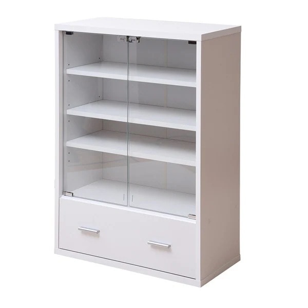 JKプラン ガラスキャビネット 引き出し 付き 幅60 奥行29 高さ90 ガラス扉 棚 収納 FR