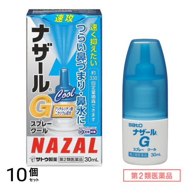 第２類医薬品 ナザールGスプレークール 鼻炎用点鼻薬 30mL 10個セット