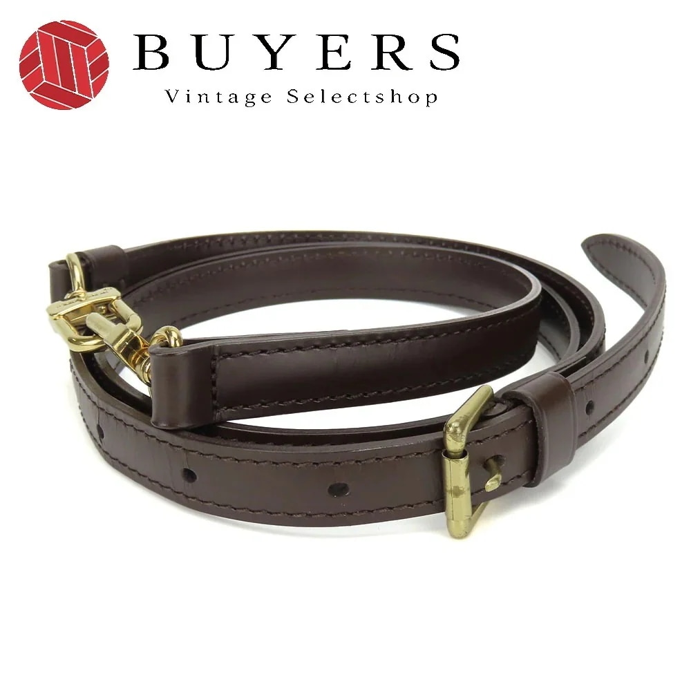 中古 ショルダーストラップ レザー ブラウン ゴールド金具 ダミエ用 アクセサリー 調整可能 レディース 女性