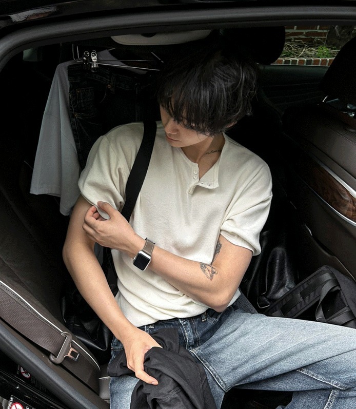 [COSYHARU公式] Ocean Henley Short Sleeve Knit 5,852円