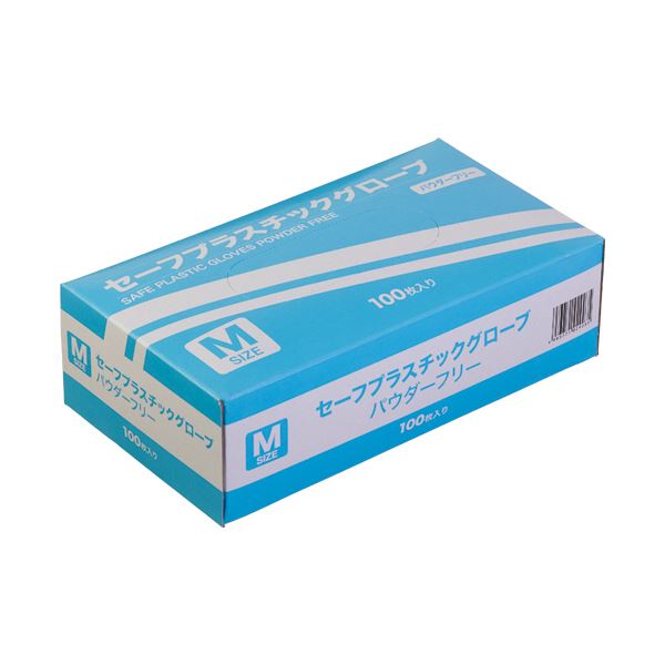 （まとめ） YAMAZENセーフプラスチックグローブ パウダーフリー M YTB-M 1箱（100枚） [x10セット]