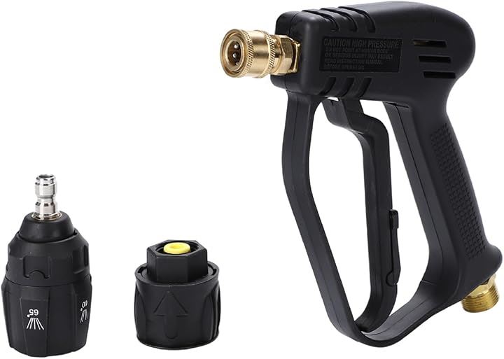 互換品 ショートガン 真鍮 高圧洗浄機 ノズル ケルヒャー Kシリーズ K2 K3 K4 K5 K6 K7 JTK 対応 M22 14mm クイックコネクトアダプター 複数角(ブラック)