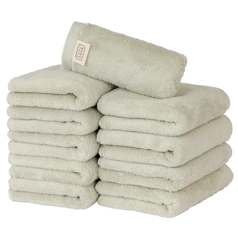 タオル研究所 [自然なやわらかさ] #024 フェイスタオル アッシュグレー 10枚セット 綿100% 耐久性 Japan Technology