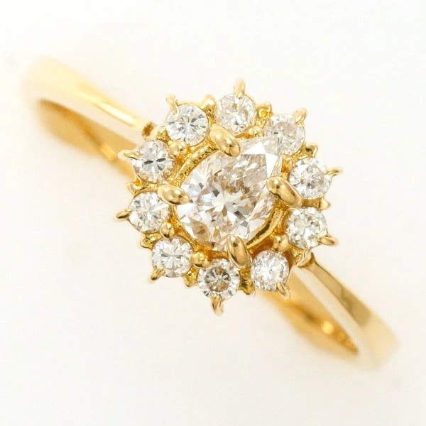 K18 18金 YG イエローゴールド リング 指輪 8.5号 ダイヤ ジュエリー 中古