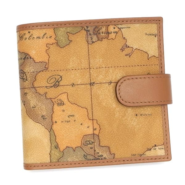 PRIMA CLASSE CW011-6000-0010 プリマクラッセ 二折小銭財布 スナップ式 ベージュ（地図柄）/キャメル/ゴールド /生地裁断面により柄がそれぞれ異なります