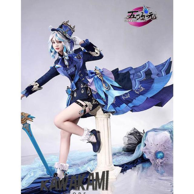 三分妄想　原神　コスプレ　フリーナ・ウーシア　水神　衣装　ウィッグ　鞋　武器　追加可