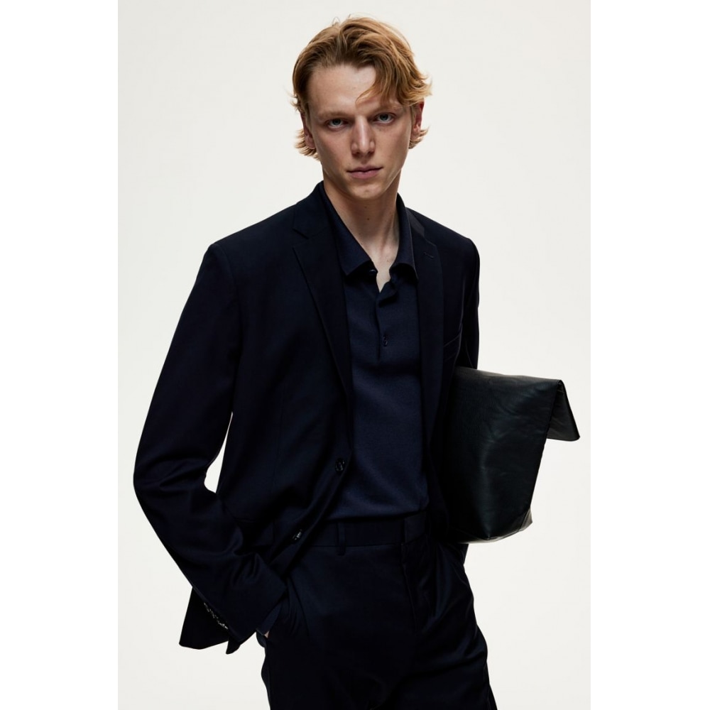 H&M スリムフィットジャケットネイビーブルー