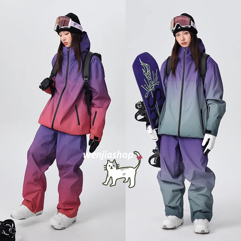スノーボードウェア 2024 2025 上下セット メンズ レディース グラデーション ジャケット アウター パンツ ズボン 3Lセットアップ ウィンタースポーツ韓国風防水 スキーウェア スノボウェア 10,835円