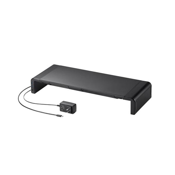 サンワサプライ USB Type-C接続ハブ付き机上ラック MR-LC210CHBK ブラック(組立式)