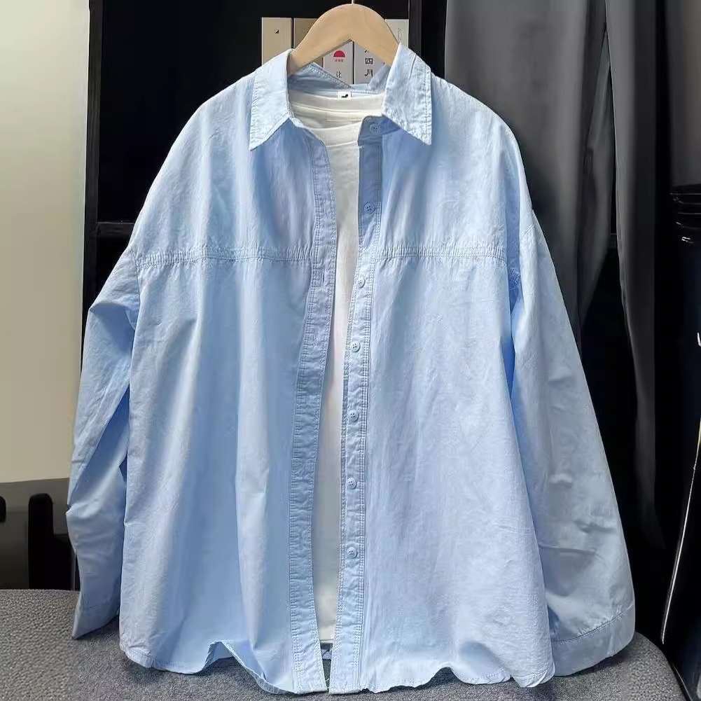 【1つ買うと10つ無料】女性用のピュアコットンドーパミン夏の長袖シャツはゆったりしたシャツを着ていますゆるいシャツを着ています汎用スリム