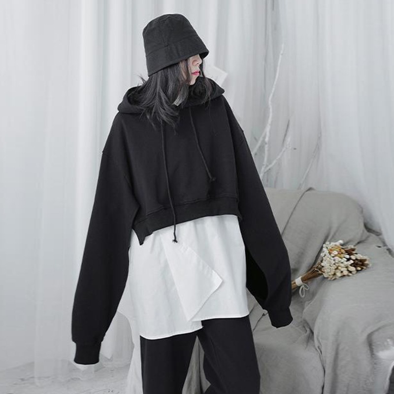 女性の長袖セーターファッションパーソナリティ春新しい無地シンプルなショートフード付きセーター女性のルーズなデザインショートファッション多目的な女性のカジュアル 5,459円