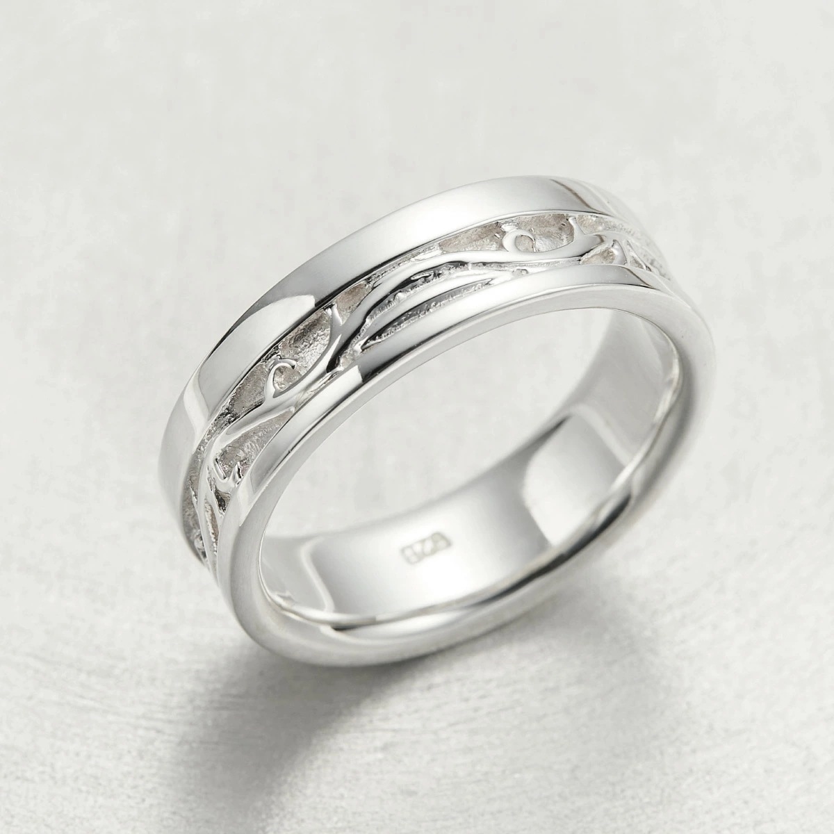 リング メンズ シルバー925 幅広 ワイド アラベスク 模様 唐草 シンプル
