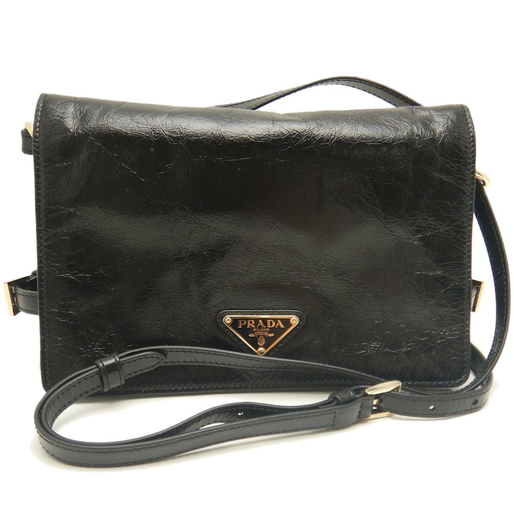 1BD082 ショルダーバッグ ソフトルックスレザー NERO レディース /253732【中古】