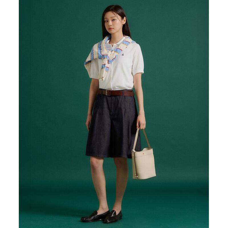 BEANPOLE LADIES スカート風デニムショートパンツ ネイビー (BF6525C76R) BF6525C76R 406161