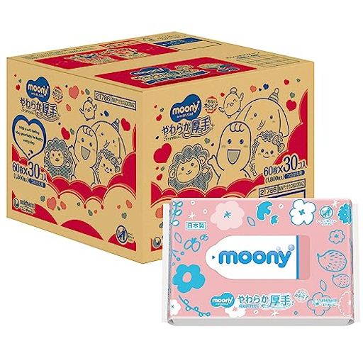 【おしりふき】 おしりふき やわらか厚手素材 純水99% 詰替 1800枚(60枚入×30)無添加(アルコール・香料・パラベン不使用)日本製 [ケース品]【AMAZON.CO.JP限定】