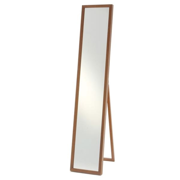 インセットミラー/スタンドミラー (ブラウン) 幅30cm 木製フレーム 飛散防止ミラー
