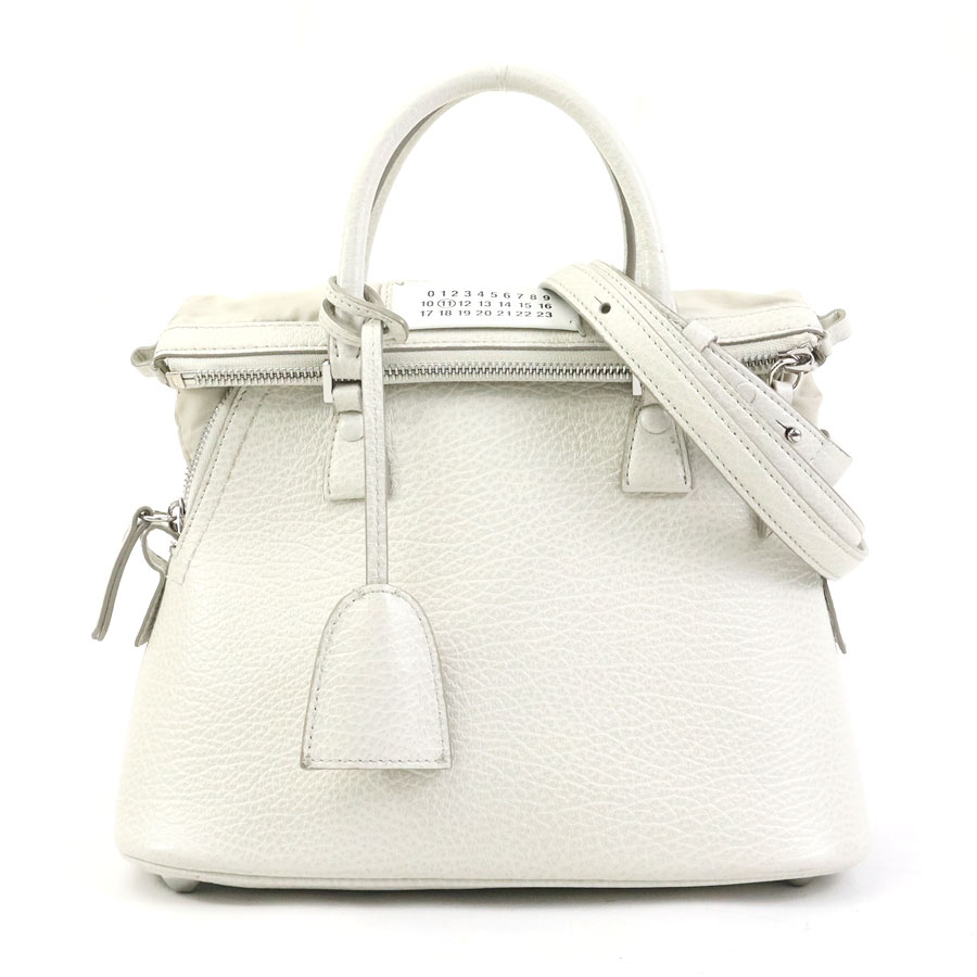 メゾンマルジェラ Maison Margiela ハンドバッグ ショルダーバッグ 5AC ミニ レザー アイボリー レディース h31096a