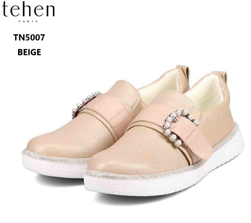 (テーン)TN5007 tehen パールビジューベルトカジュアルスニーカー 軽いモールド底とふかふかインソールで疲れ知らずキレイ目な装いにもカジュアルダウンな装いにも