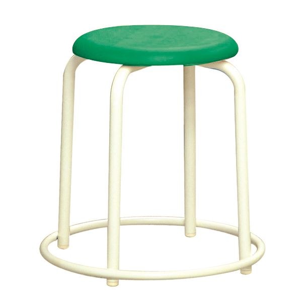 スタッキング スツール (外リング付き 同色5脚セット グリーン×ミルキーホワイト) RP-4W 幅45.8cm 日本製