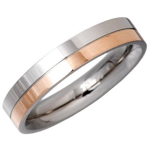 ヴィー vie ステンレス K18ピンクGPライン リング 金属金属アレルギー対応