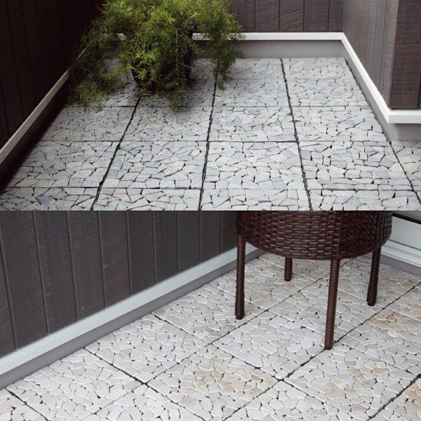 タイルデッキ diy おしゃれ 石製 タイル ストーンパネル ストーンデッキ ストーンタイル ジョイント式 連結 庭 屋上 ベランダ テラス バルコニー 玄関 置くだけ