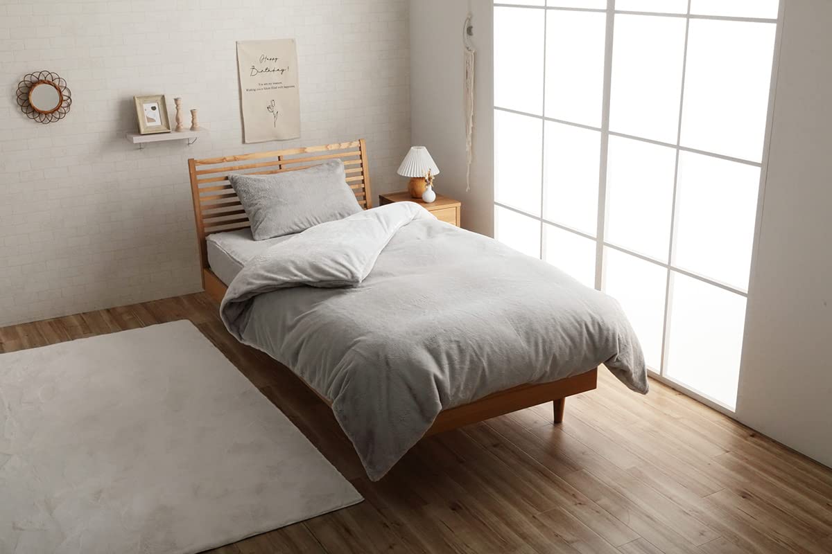 イケヒコ 寝具 ふとん ラピアス 掛け布団カバー 約190×210cm ダブル パールグレー 無地 エコ フェイクファー 洗える 冬用 あったか おしゃれ #1597259