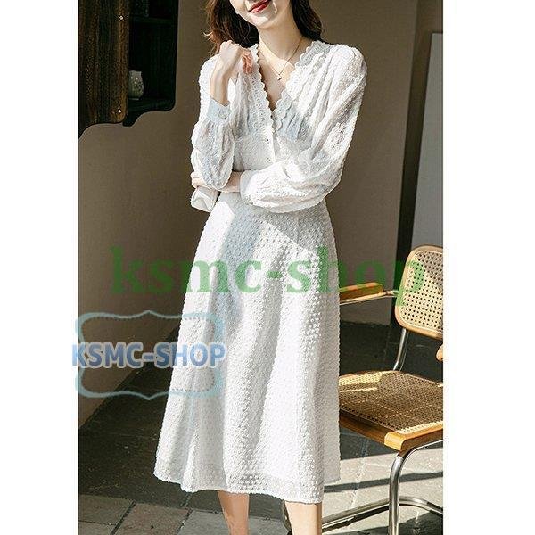 ワンピースレディース40きれいめ春長袖ワンピースVネックマキシワンピースロング丈パーティードレス大きいサイズおしゃれ着痩せ上品通勤品30%までに制限