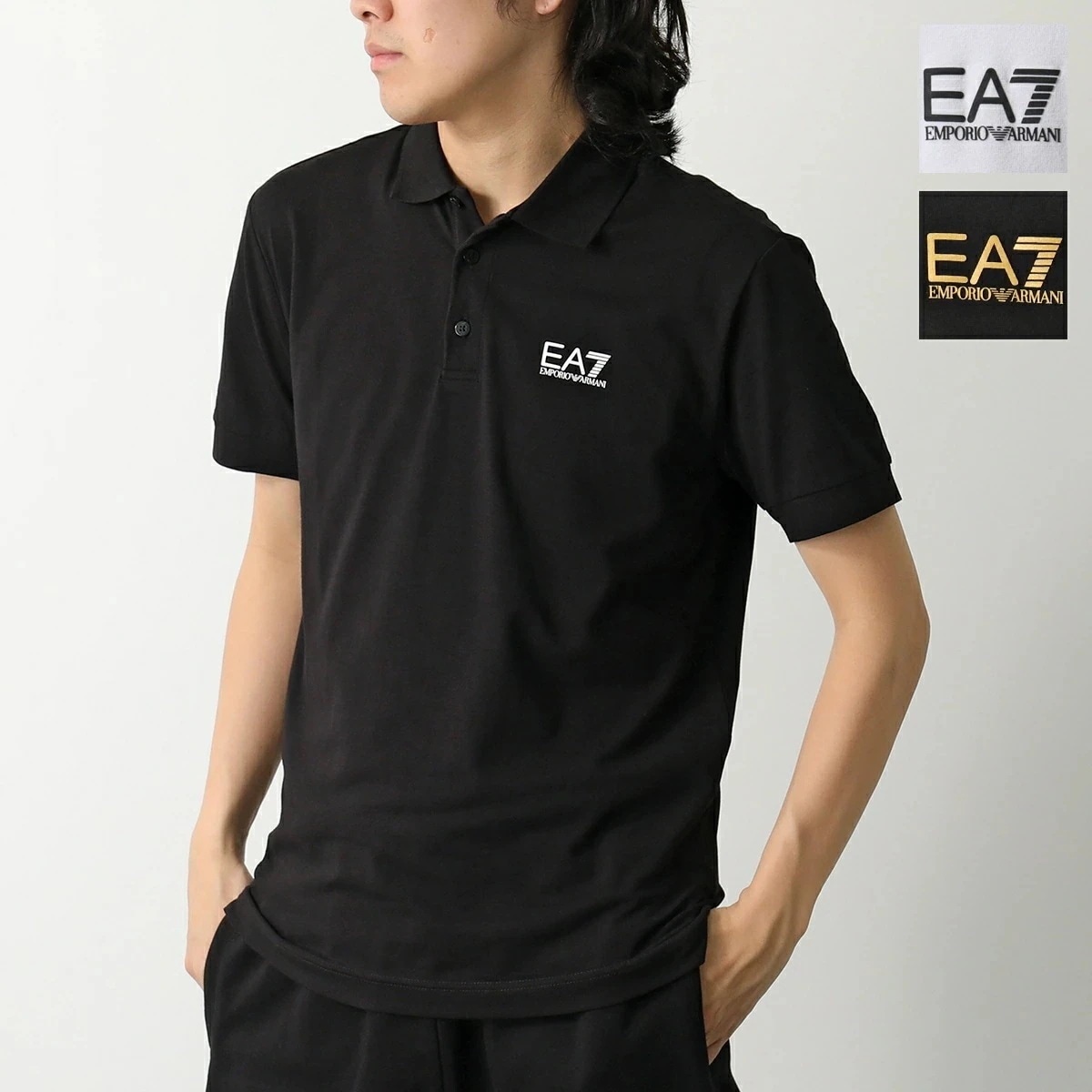 EA7 EMPORIO ARMANI エアセッテ エンポリオアルマーニ ポロシャツ 8NPF14 PJVQZ メンズ 半袖 コットン ロゴ ストレッチ カラー3色