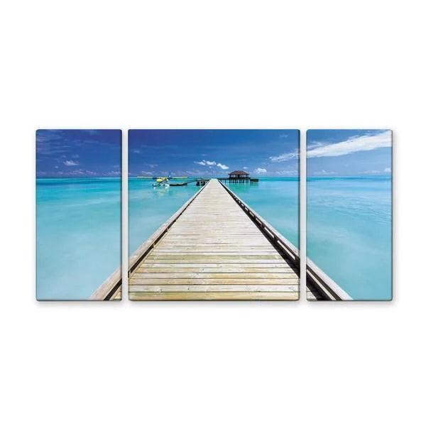 アート アートパネル 写真 3枚セット 60×30cm アートパネル 壁掛け キャンバス 3分割 おしゃれ ナチュラル インテリア 風景 南国 リゾート 海 Blue Blue