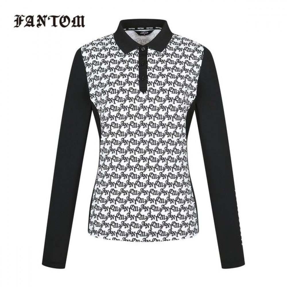 [Phantom] レディース柄カラースリーブクールカラーロングスリーブTシャツ