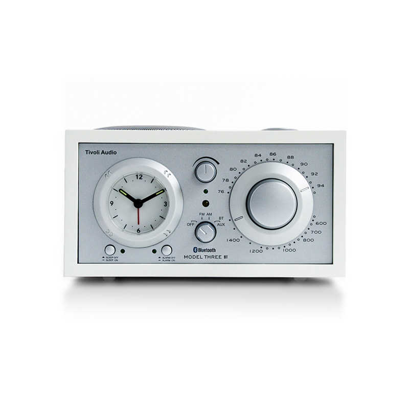 Model Three BTAM/ ワイドFM/ Bluetooth クロック付ラジオスピーカー ［Bluetooth対応］ Silver-White　M3USB-0140-JP