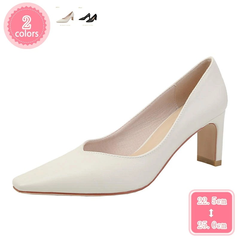 500円OFFクーポン パンプス ヒール6.5cm 靴 スリッポン ハイヒール スクエアトゥ 履きやすい オフィス ビジネス 美脚 おしゃれ レディースパンプス 女性 歩きやすい 跳べるパンプス 大き 7,657円