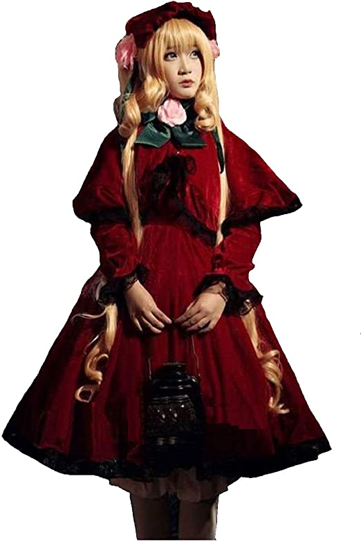 真赤な少女 薔薇少女 アニメ コスプレ 衣装 セット 紅 Reiner Rubin パニエ付き レディース (XL)