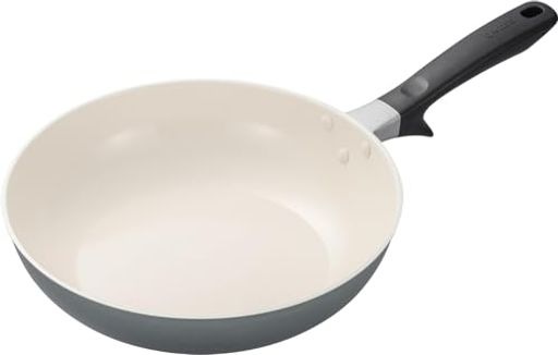 京セラ セラブリッド PFAS 鉛 カドミウム フッ素 不使用 セラミック 加工 フライパン 28cm 深型 炒め ガス火専用 焦げ付きにくい 油使用 中火以下 カームグリーン CF-G28FD-WG