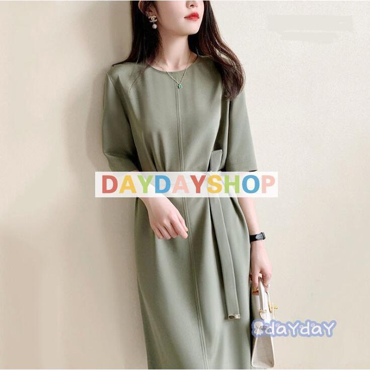 ワンピース レディース 夏 5分袖 半袖 膝丈 ワンピース きれいめ Iライン 春夏 オシャレ 体型カバー ロング丈 ロングワンピース 上品 4,831円